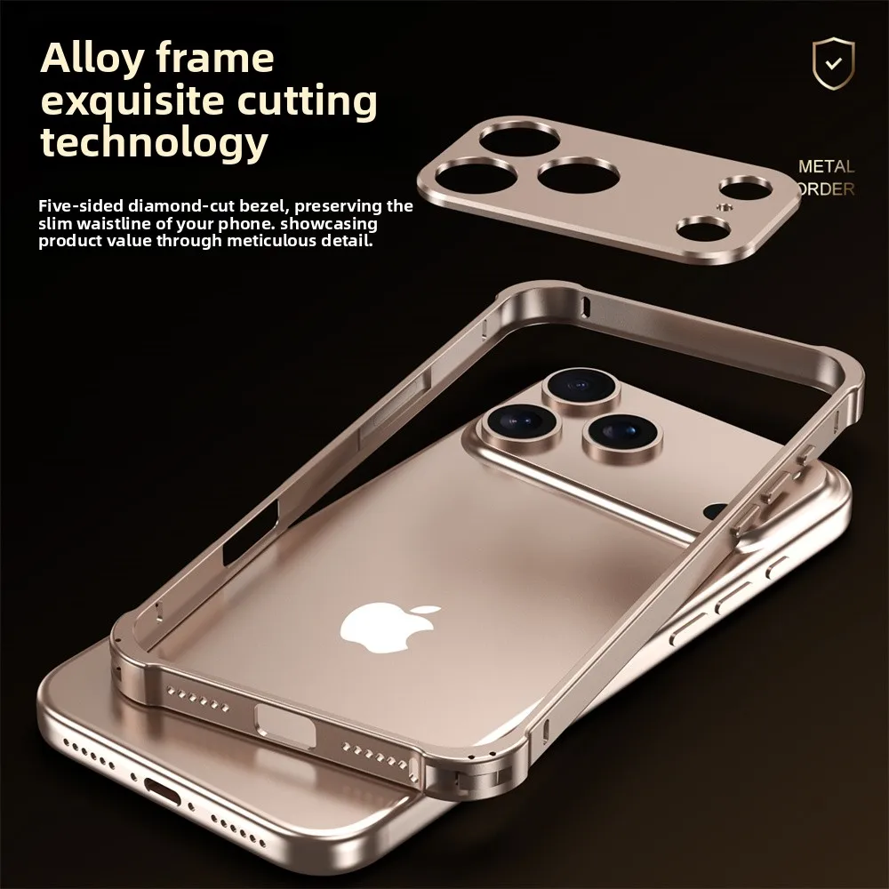 Metal Bumper Aluminum Frame Case - เคสโทรศัพท์กันกระแทก ขอบโลหะอะลูมิเนียมอัลลอยด์สีเดิม สำหรับ Apple iPhone 17