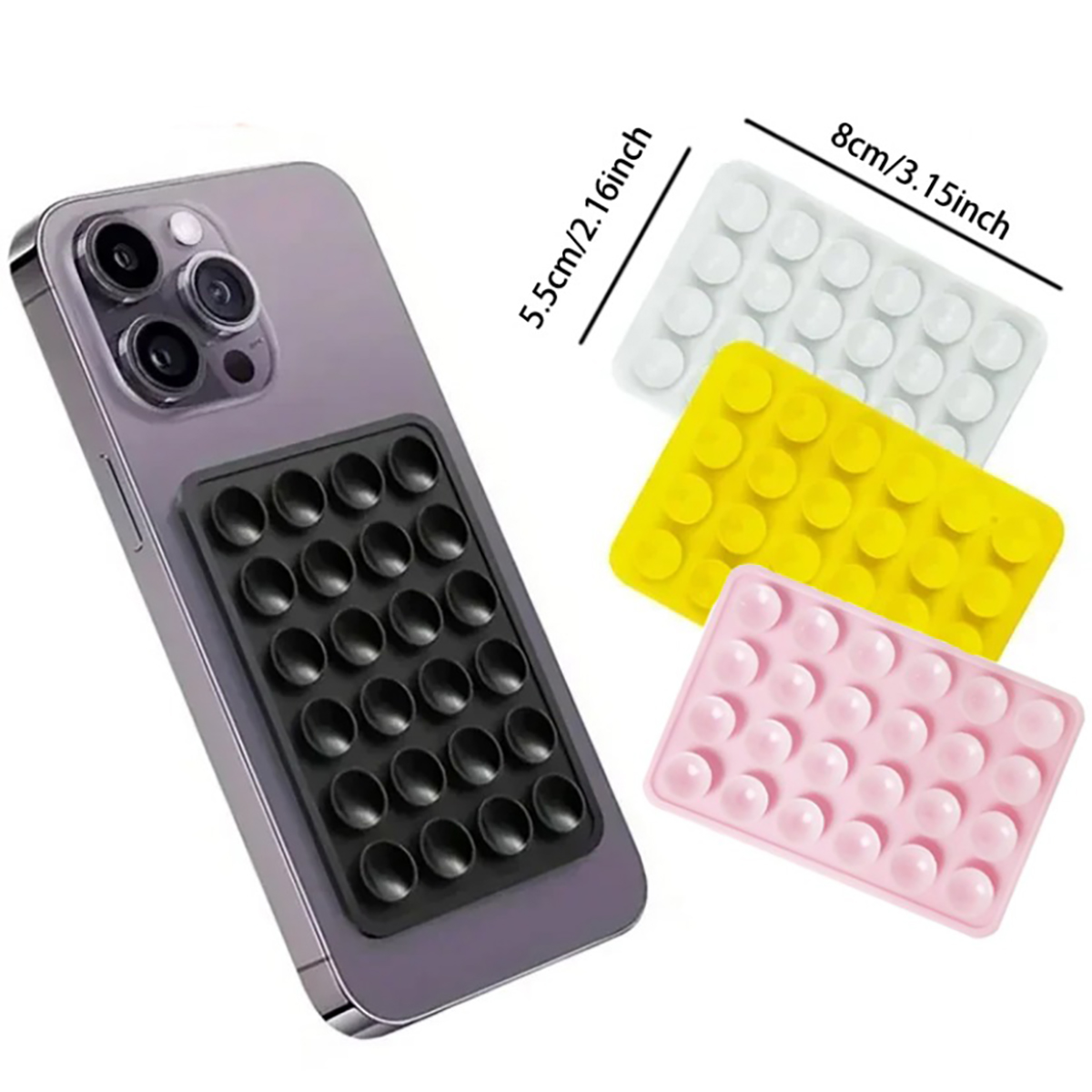 Phone Cases - แผ่นรองโทรศัพท์ซิลิโคนแบบดูดติดผนัง อเนกประสงค์ ทรงสี่เหลี่ยม กันลื่น ติดด้านเดียว พร้อมสติกเกอร์ด้านหลัง